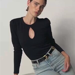 Nation LTD Dania Black Keyhole Long Sleeve Top XXL Peruvian Cotton EUC Elevated